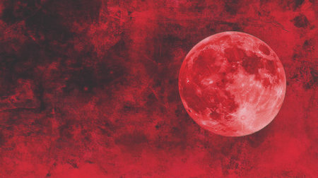 Maroon moon with chaotic textured background for artistic designの素材