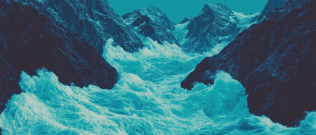 Cinematic pattern texture showcasing snowy mountain peaks from a top view perspective