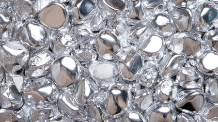 Metallic surface texture of silver stones reflecting lightの素材