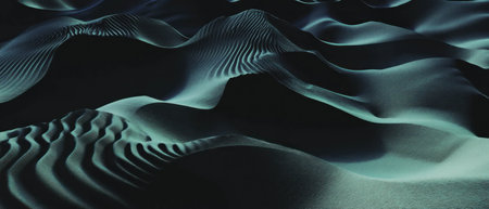 Cinematic texture of sand dunes under moonlight in the serene desert landscape