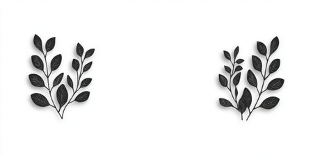 Vine wreaths frame a contrast empty space for creative design or announcements in a minimalistic styleの写真素材