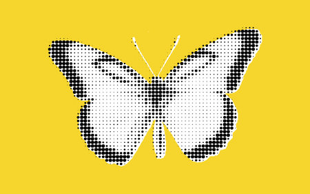 Stylized Butterfly Illustration on Yellow Backgroundのイラスト素材
