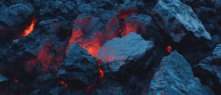 Volcanic rock texture featuring vivid colors and soft lighting in high detailの素材