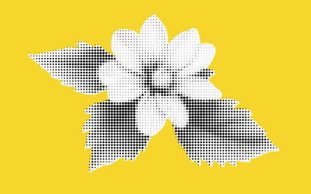 Stylized Flower with Dotted Pattern on Yellow Backgroundのイラスト素材
