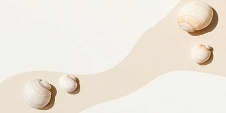Banner featuring empty space with snail shells artfully arranged for a serene visual effect