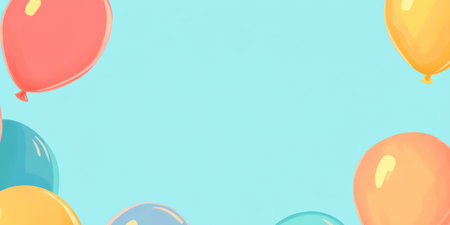 Brightly colored banner showcasing balloon animals against a vibrant, empty background perfect for celebrations or eventsの素材