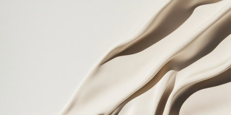 Elegant satin banner with clean shadows and contrast empty space for showcasing branding and...