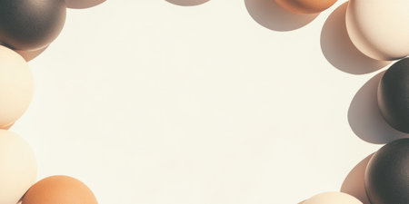 Creative banner design featuring clay beads with a contrast empty space for custom text or artwork