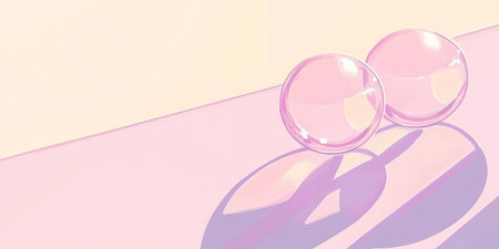 Contrast banner featuring crystal balls with clean shadows in minimalist designの写真素材