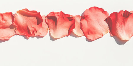 Beautifully arranged rose petals framing a blank space for creative designs or messages in elegant...