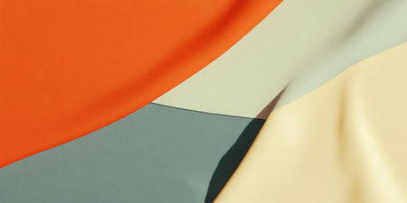 Creative banner design featuring fabric swatches and contrast empty space for visual impact