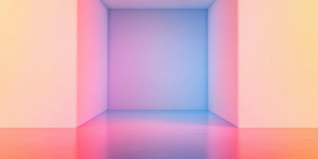 Vibrant space showcasing clean shadows and contrasting colors in a dark backgroundの素材