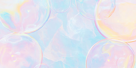 Bright and airy banner design featuring soap bubbles with a clear contrasting space in the center for text and visualsの素材