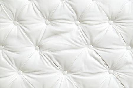 Elegant white leather texture showcasing intricate pattern details and button tufting in a modern designの素材