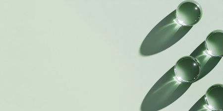 Elegant banner design with acrylic jewels and clean shadows on a muted background featuring ample empty spaceの写真素材