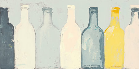 Colorful arrangement of chalky bottles in various shades