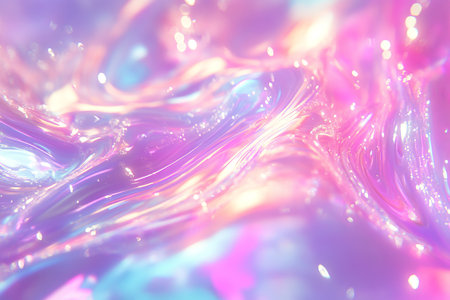 Captivating texture of liquid holographic paint reflecting vibrant colors in a mesmerizing patternの写真素材
