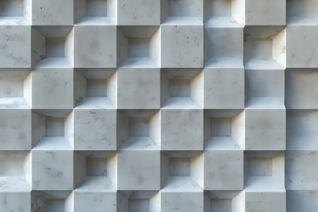 3D grid texture featuring raised squares and intricate gradients showcasing depth and dimensionalityの写真素材