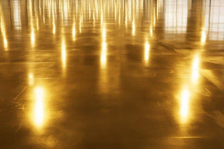 Shiny polished gold surface reflecting warm light in an elegant interior space