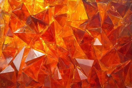 Vivid prismatic crystal glass texture displaying sharp geometric shapes in a warm orange hue