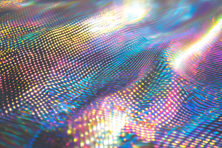 Colorful holographic texture displaying vibrant patterns and reflections creating an immersive...