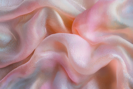 Soft holographic fabric texture with delicate pastel hues creating a serene visual experience for various design applicationsの写真素材