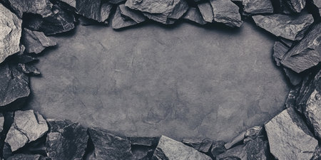 Banner design featuring empty space surrounded by lava stones creating a striking contrast for...