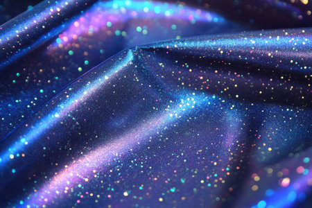 Smooth shiny holographic paper displaying vibrant colors and sparkling textures in a captivating...