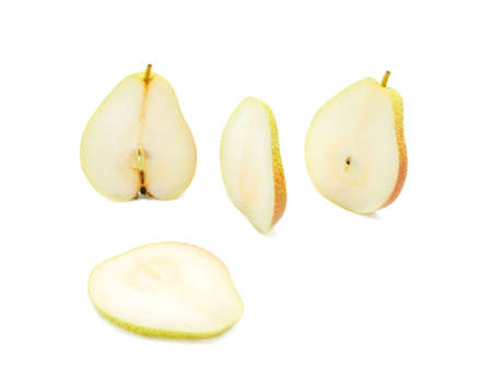  the sliced yellow pear isolated on the white backgroundの写真素材