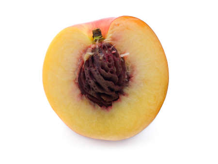 half peach on white backgroundの写真素材