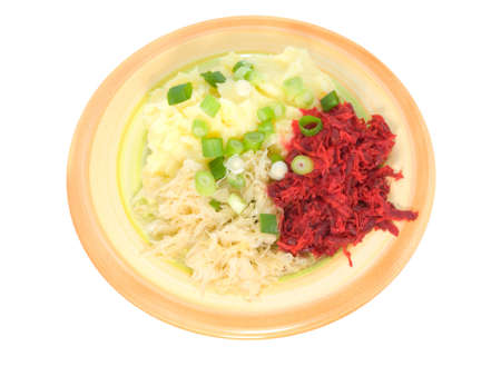 mashed potatoes with saladの写真素材