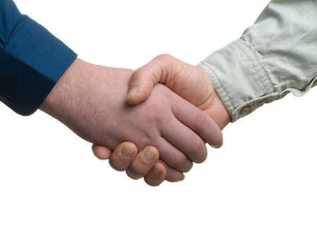  Business shake hand over white backgroundの写真素材