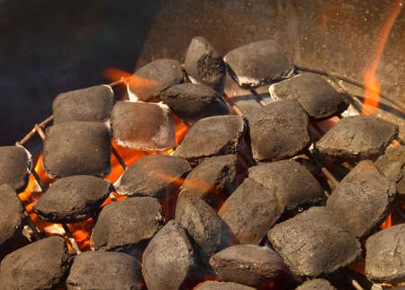  hot coals on the barbecueの写真素材