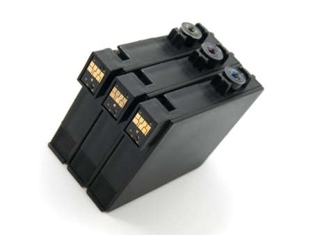 close-up shot of a CMYK ink cartridges for a printer の写真素材