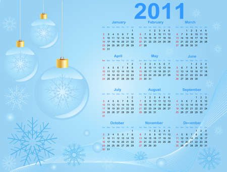 2011 Calendar. Abstract blue christmas  backgroundのイラスト素材