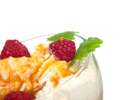 raspberrys with yoghurt. の写真素材