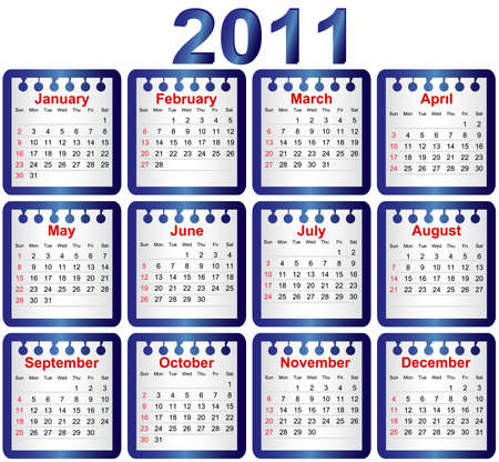 Calendar 2011. Week starts on Sundayのイラスト素材