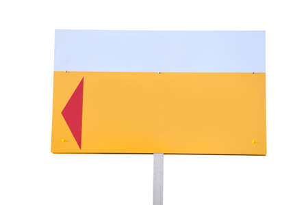 Empty yellow billboard on blue sky background の写真素材