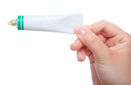 white tube with ointment isolated on a white background の写真素材