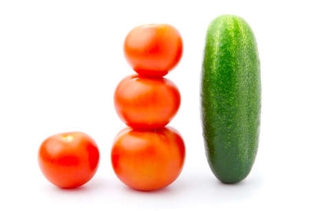 Tomato and cucumber,  isolated on the white background  の写真素材