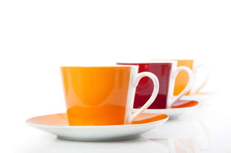 Colorful tea cups with teaの写真素材