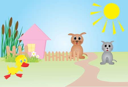 Farm vector illustration, all characters are on separate layers. のイラスト素材