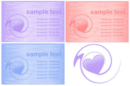 color business cards with label heartのイラスト素材