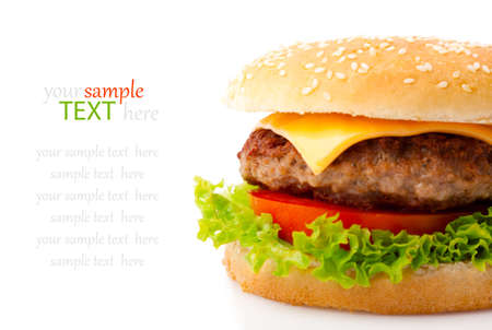 Tasty hamburger on white backgroundの写真素材