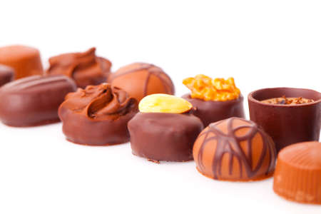 Delicious Chocolate Pralines , On White Backgroundの写真素材