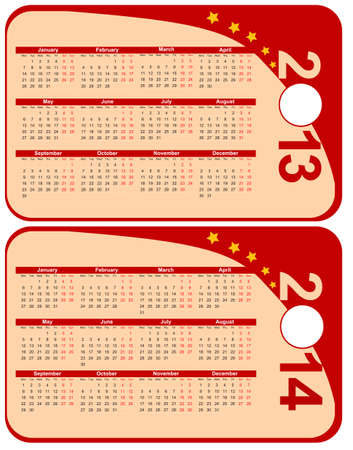 red calendar 2013-2014 in the form of labelsのイラスト素材