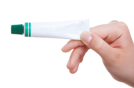 white tube with medical ointment, isolated on a white background white tube with medical ointment, isolated on a white background