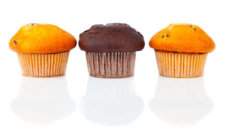 sweet muffins on white backgroundの写真素材