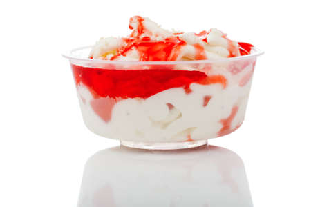 ice cream in a plastic cupの写真素材