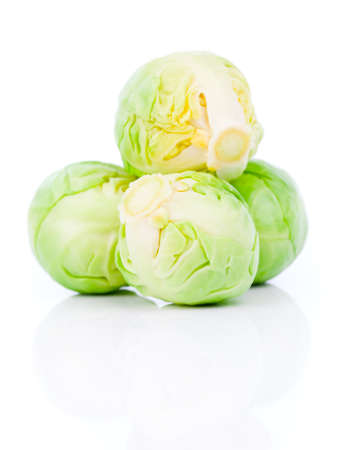 brussels sprouts isolated on white backgroundの写真素材